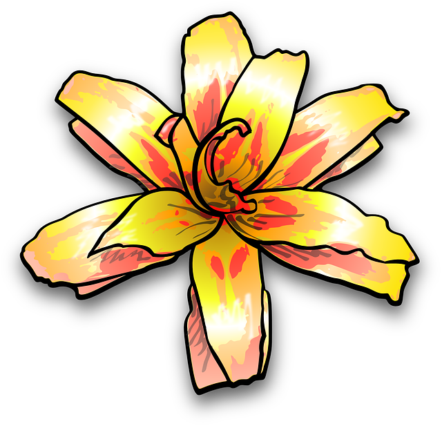 Plant Lily, Flower, Yellow, Painterly, Colour, Plant - Yellow Flower Clip Art (640x617)