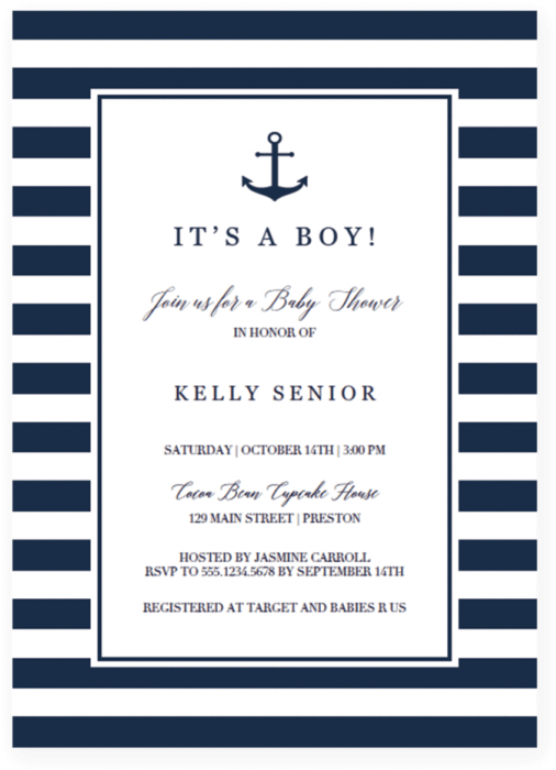 Littlesizzle Baby Shower Invitation Templates And Printable - Nautical Baby Shower Invitations (616x770)