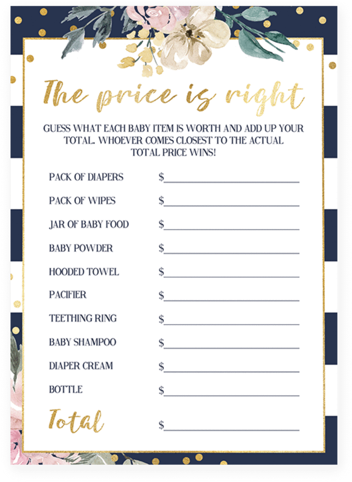 Guess The Price Game For Baby Shower By Littlesizzle - Baby Shower Game The Price Is Right (819x1024)