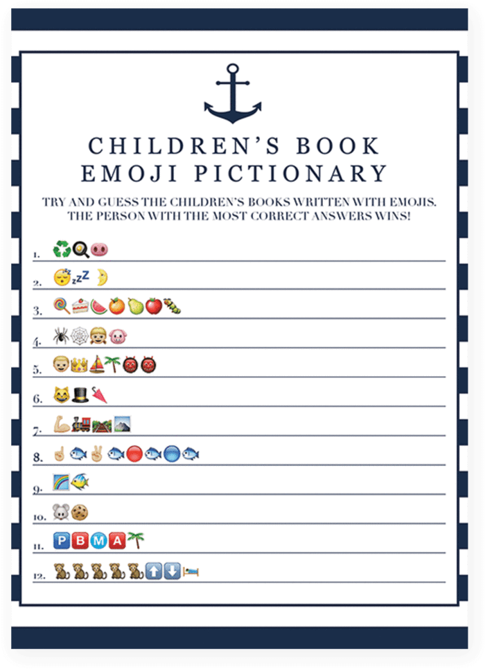 Emoji Pictionary For Boy Baby Shower Printable By Littlesizzle - Game (819x1024)