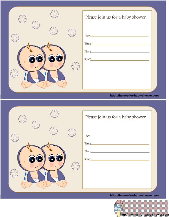 Printable Baby Shower Invitations Twins (612x792)