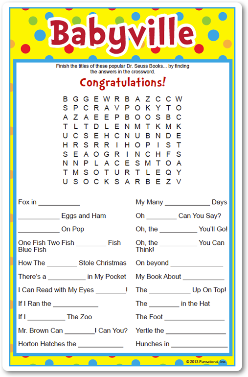 Fun Baby Shower Games Ideas - Word Search (612x792)