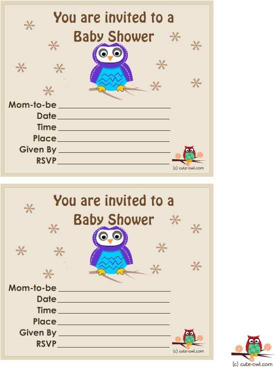 Cute Owl Boy Baby Shower Invitations - Greeting Card (612x756)