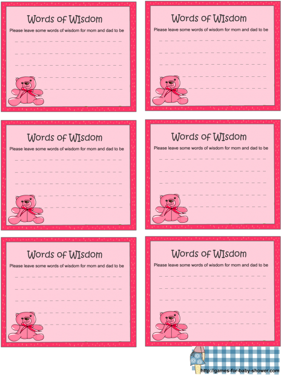 Baby Shower Gamesintable Templates Photos Hd Advice - Baby Shower Advice Cards Printable (600x779)