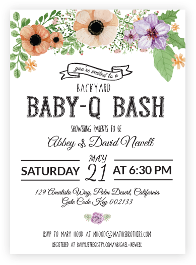 Backyard Bbq Baby Shower Invitations1 - Garden Roses (398x536)