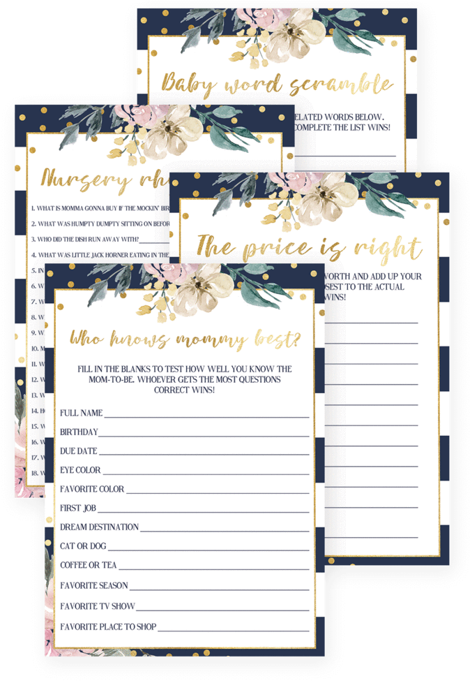 Pink Flower And Gold Baby Girl Shower Games By Littlesizzle - Girl (819x1024)