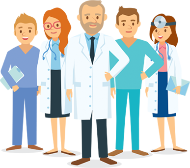 Healthcare Team Clipart - Health Center Staff Clip Art (387x342)