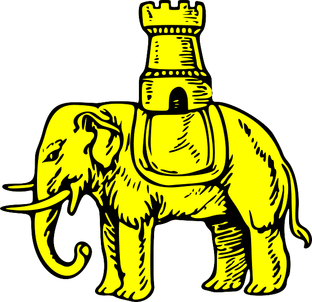 Castle, Shield, Elephant, Gold, Coat, Arms - Coat Of Arms Elephant (640x620)