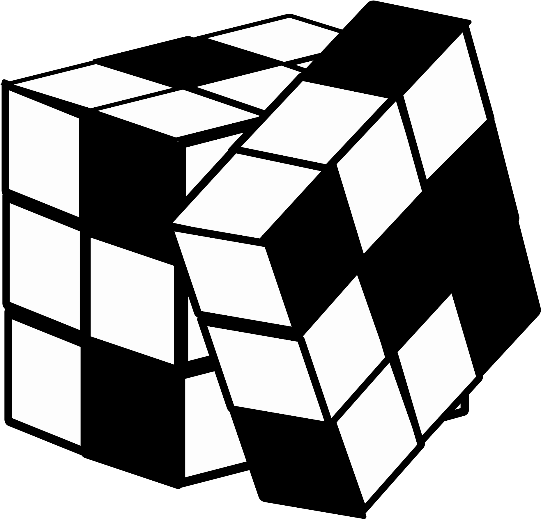 Rubik ' S Cube By Antoine Clipart - Rubiks Cube Black And White (2400x2400)