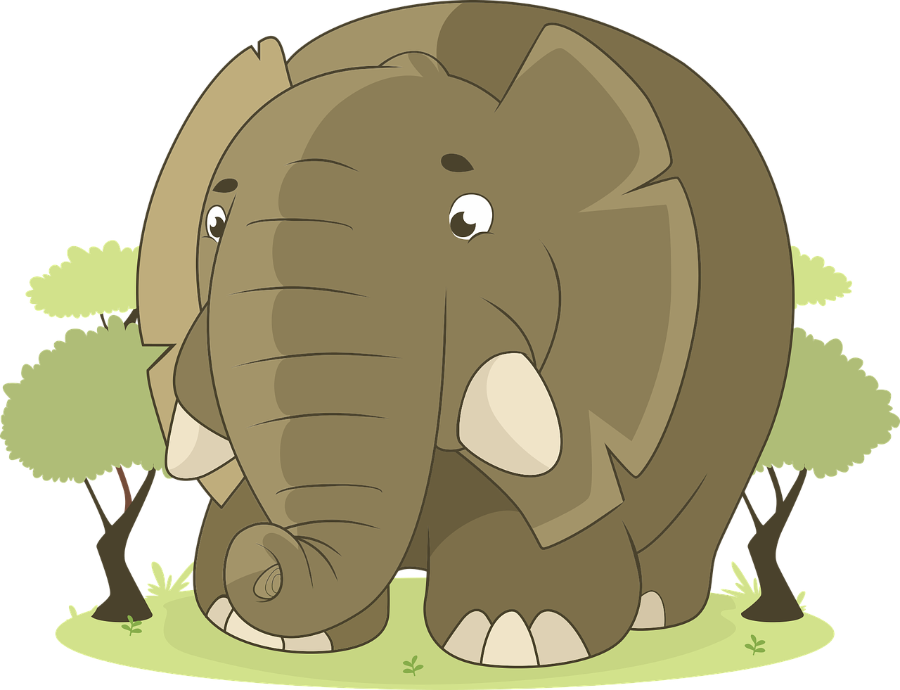 Grass Elephant Clipart - Large Image Clip Art (1280x981)
