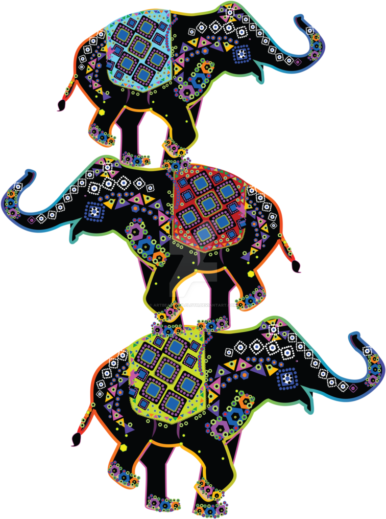 Three Elephants By Artbeautifulcloth - Drei Elefanten Macht: Three Elephant Power (german (775x1030)