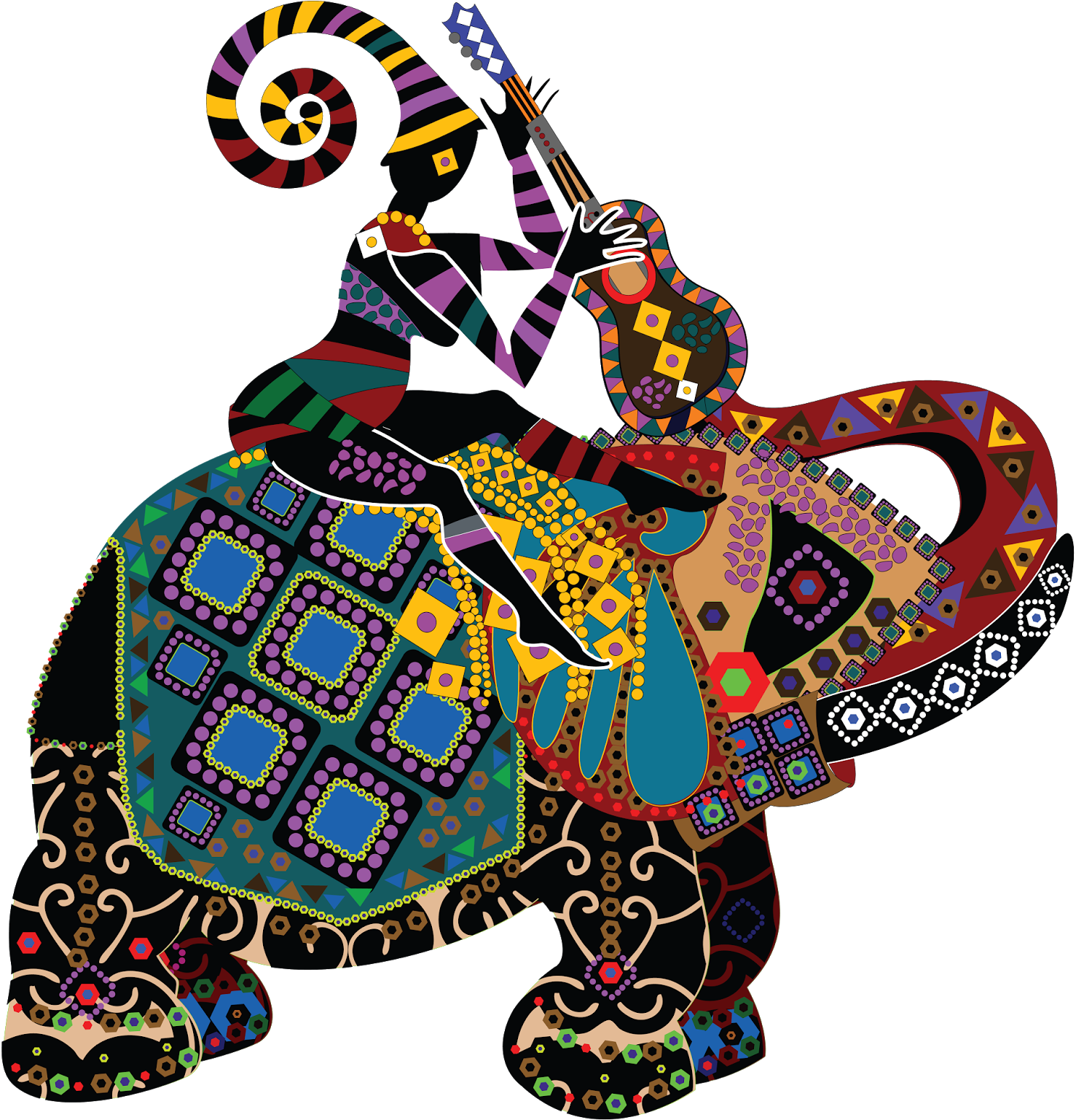 Elephants And People - Ethnic Clip Art (1509x1600)