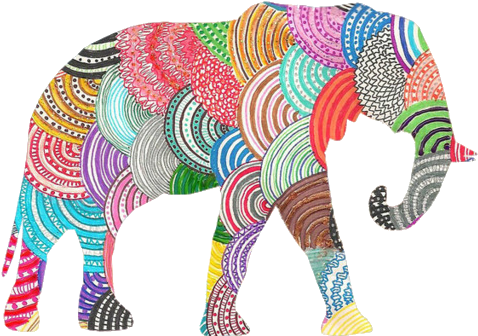 Elephant Cute Transparent Cute Elephant Art Boho Beach - Colorful Elephant (500x353)