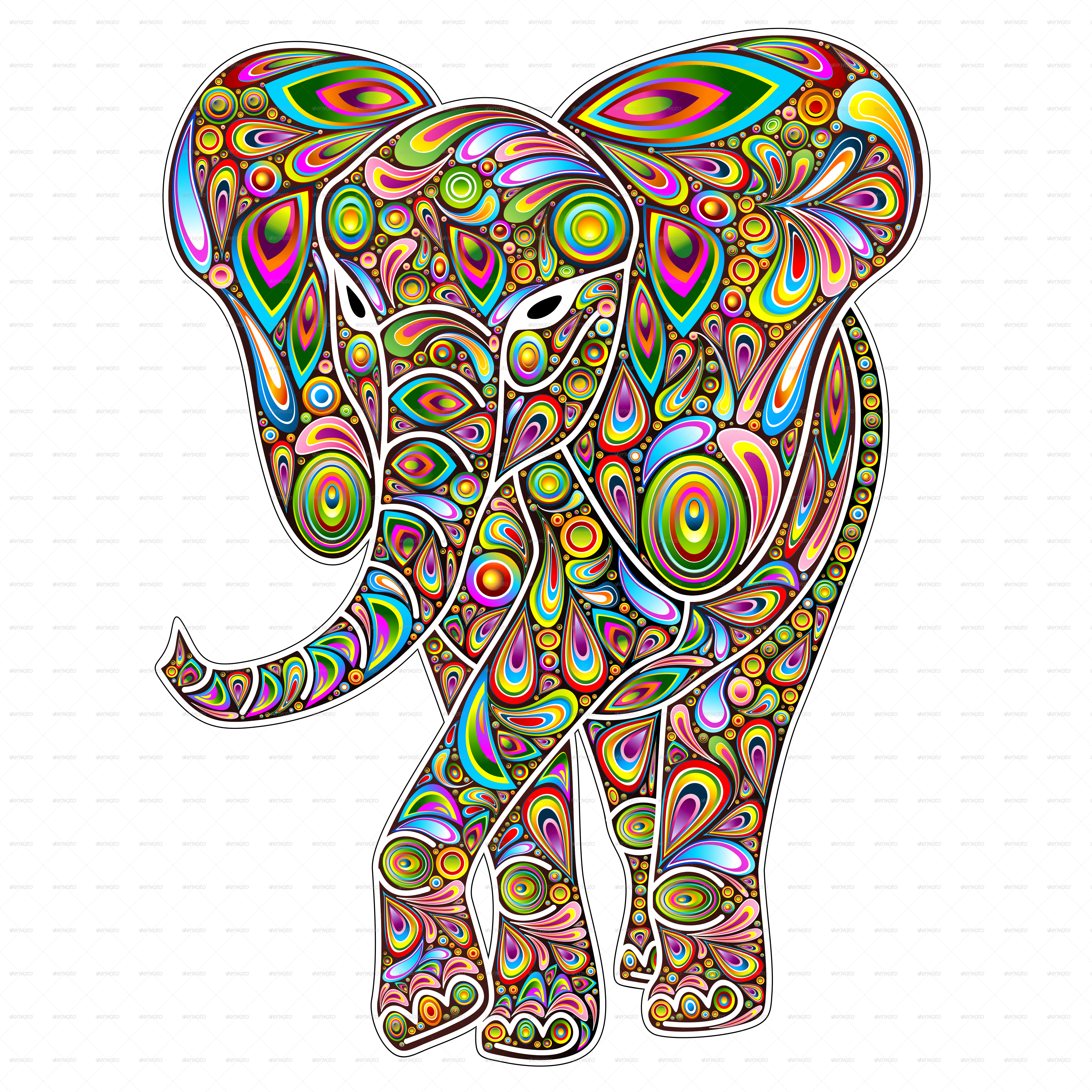 B Elephant Psychedelic Pop Art Jpg 900 - Psychedelic Elephant Art (5000x5000)