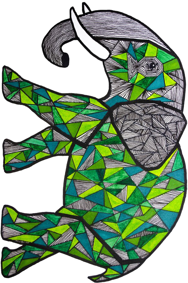 Cool Green Stain Glass Effect Elephant Aztec Art - Amazon Kindle Basic 6'' 4th Generation 2014/2016 Models (662x1000)