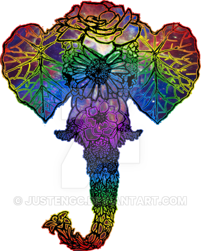 Rainbow Elephant Too By Justengc - Rainbow Elephant Too By Justengc (400x500)
