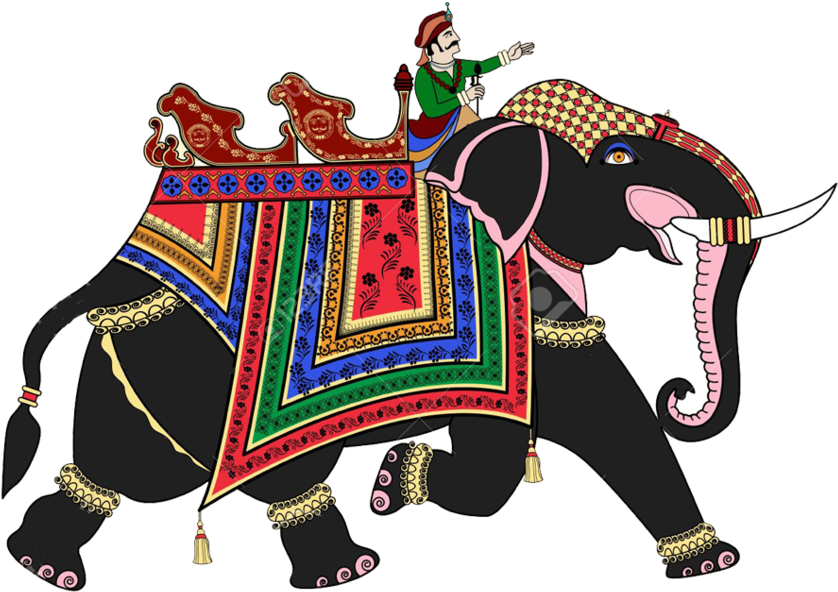 Elephants And People - Elephant Decorated (850x608)