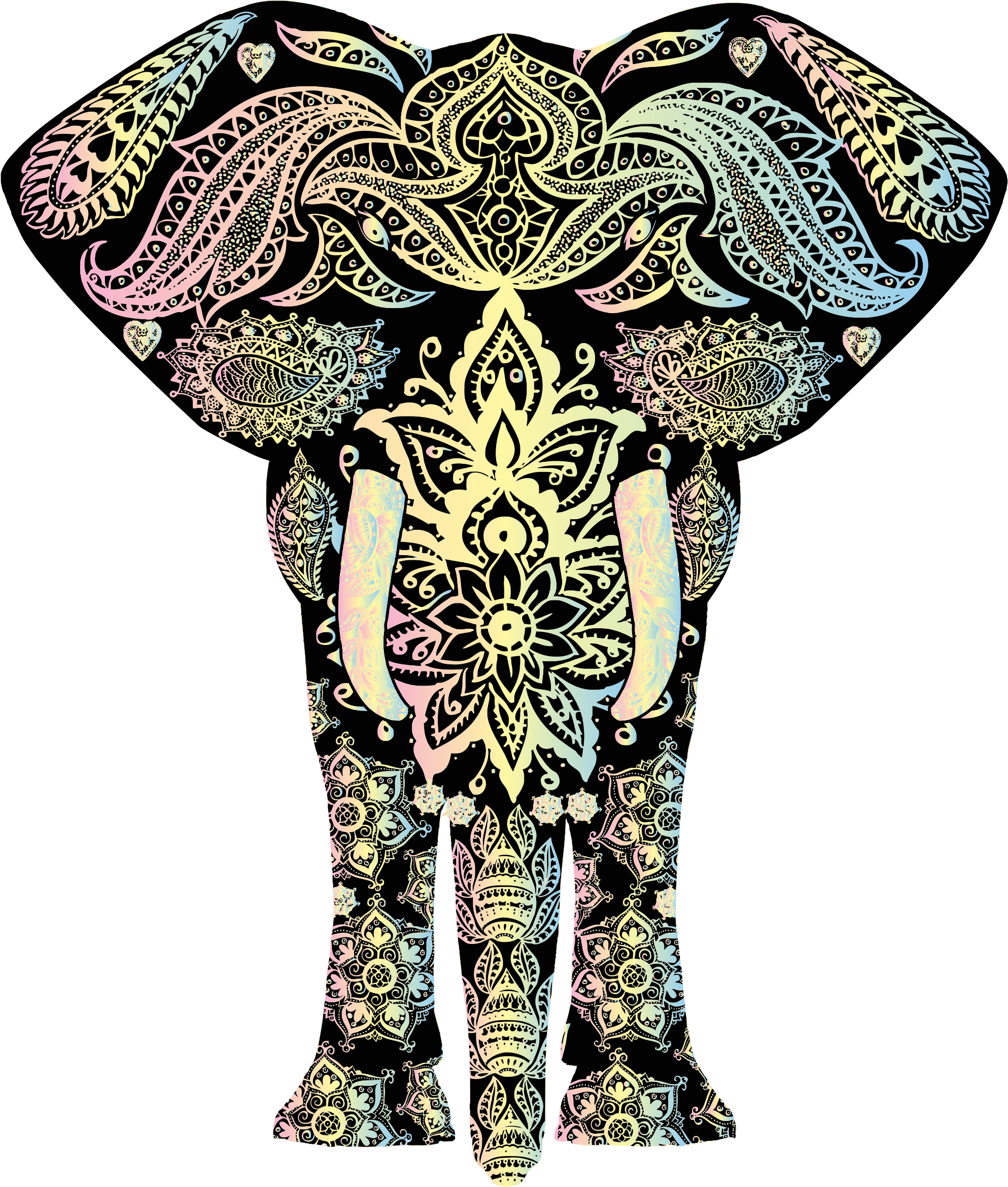 This Free Icons Png Design Of Pastel Floral Pattern - Elephant And Good Luck (1987x2339)