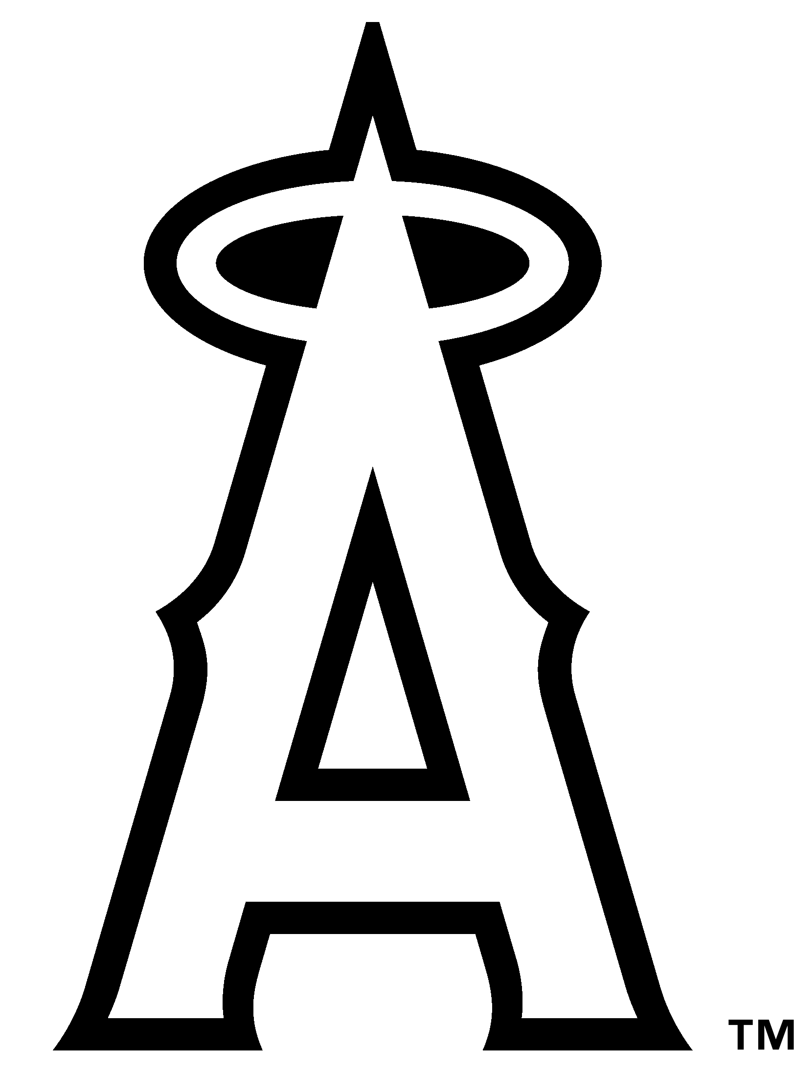 Anaheim Angels 04 Logo Black And White - Los Angeles Angels Of Anaheim (2400x2400)