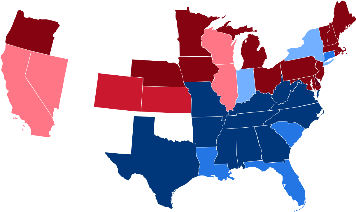 Blue Shaded States Usually Voted For The Democratic - Election Of 1876 Map (1280x791)