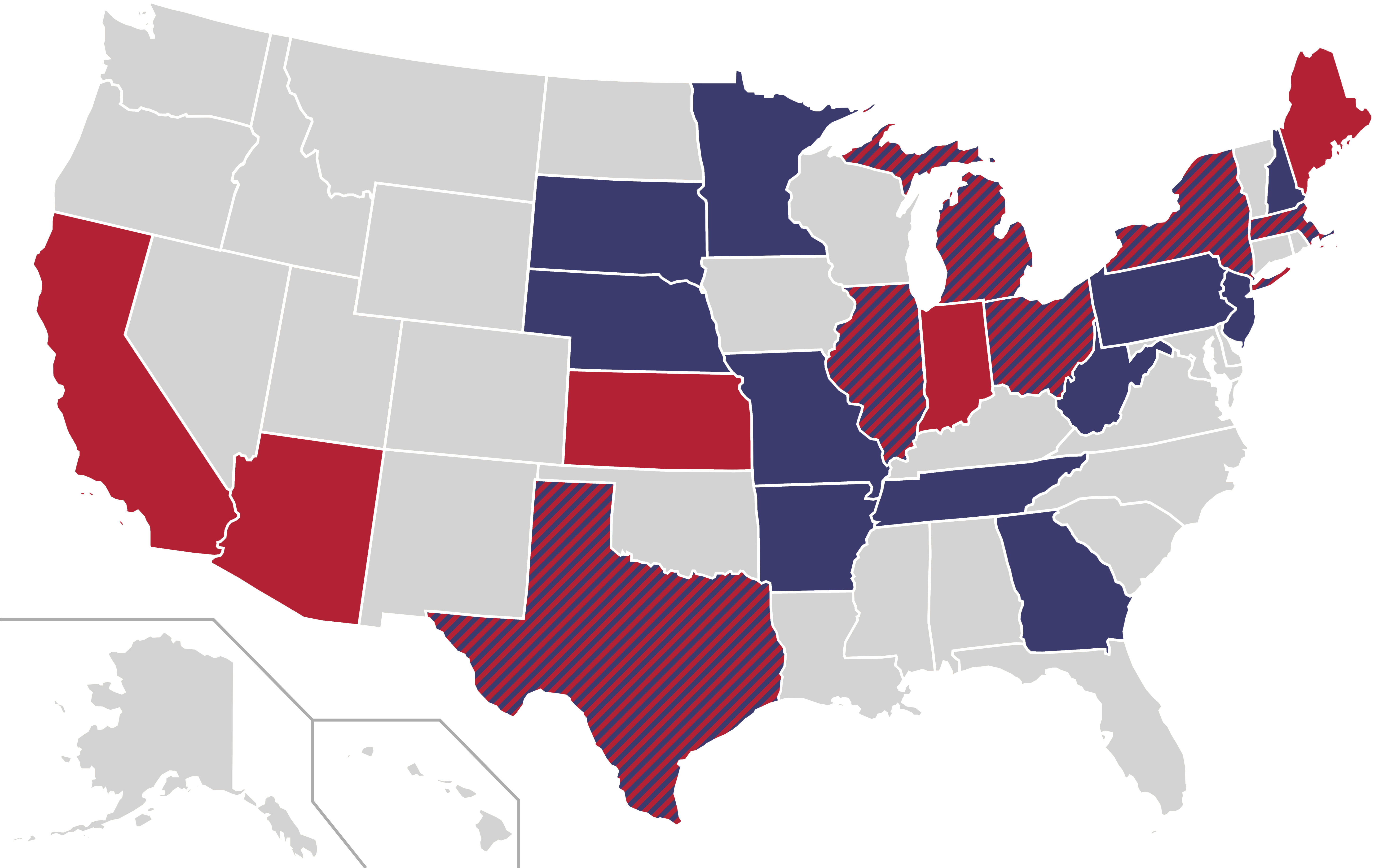 Combined Home States Of Democratic Party And Republican - John F. Kennedy Library (6000x3710)