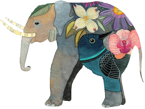 Art Elephant Watercolor Transparent Transparent Elephant - Cheap Cushion Cover Cute Floral Elephant Pattern Linen (500x375)