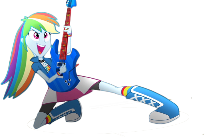 Equestria Girls, Guitar, Rainbow Dash, Safe, Simple - Cartoon (853x480)