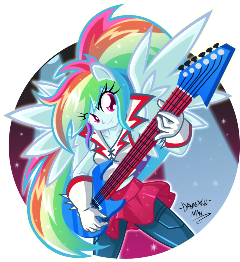 Danmakuman, Clothes, Electric Guitar, Equestria Girls, - پونی انسانی (866x1024)