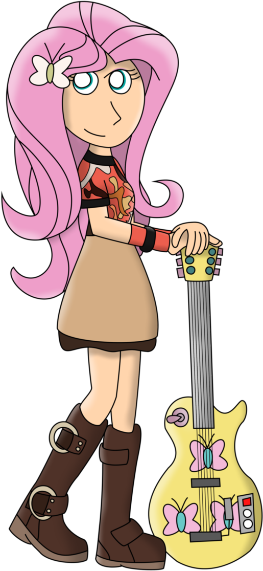 Guitar Hero Fluttershy By Joeycrick - Cartoon (668x1196)