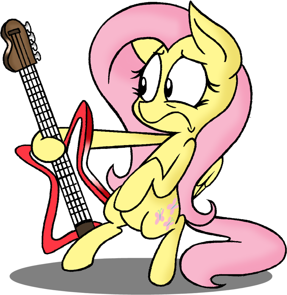 Bipedal, Fluttershy, Guitar, Instrument, Pony, Safe, - Cartoon (963x1024)