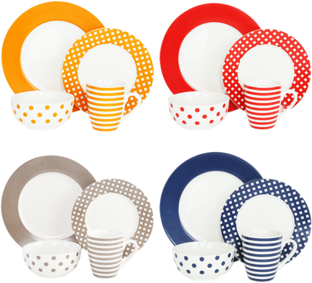 16pcs The Latest White Porcelain Dinner Set With Dot - Pfaltzgraff Everyday Kenna Red 48 Piece Dinnerware (639x640)