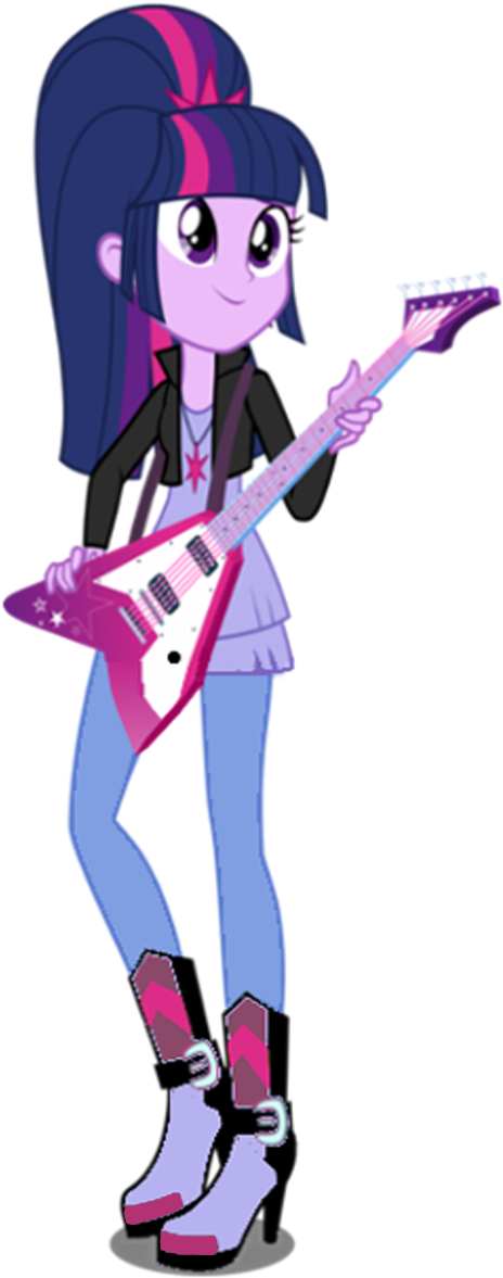 Au Twilight With Guitar - Au Sunset Shimmer & Twilight Sparkle (507x1204)