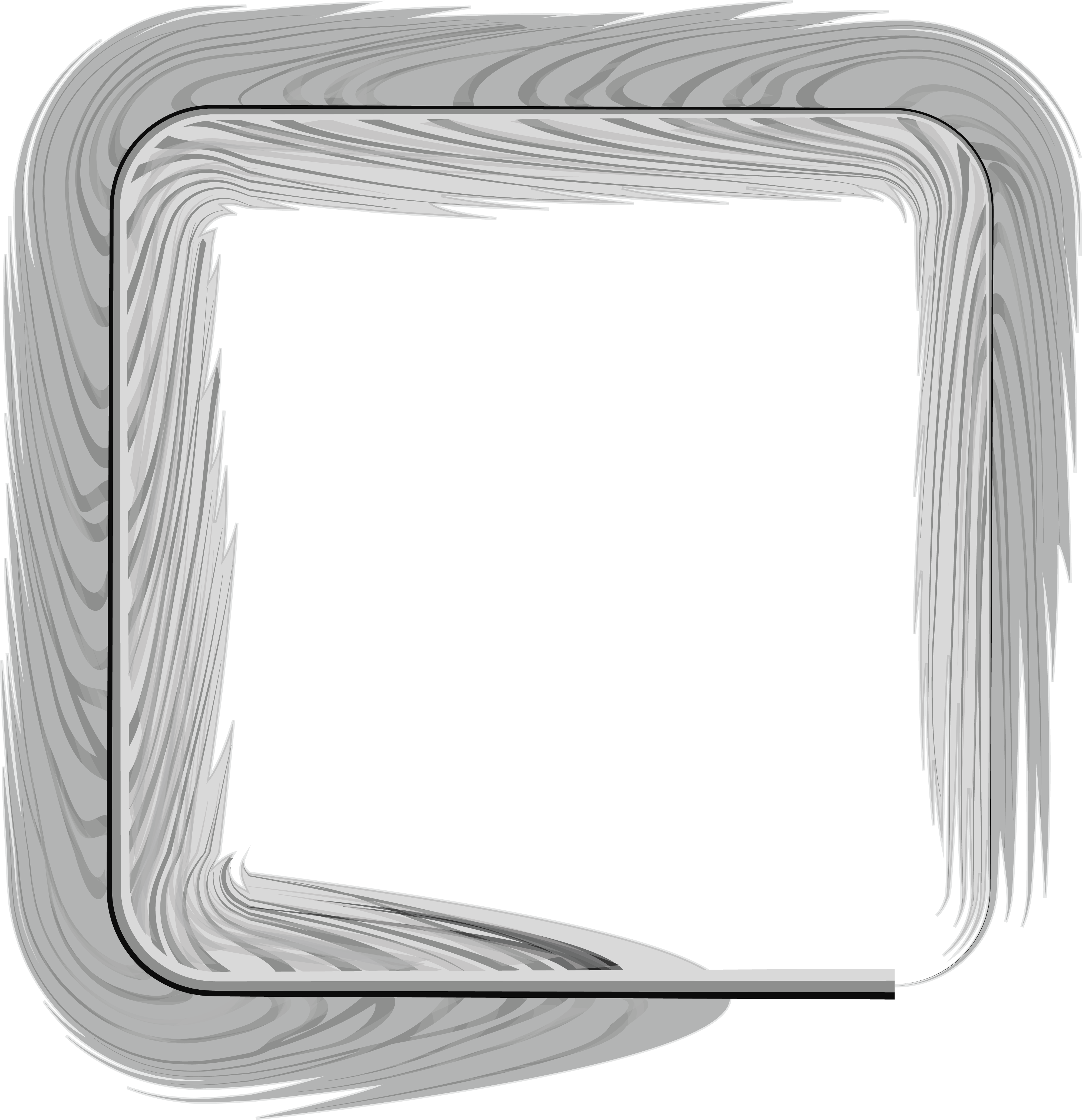 Free Clipart Of A Grayscale Square Feather Frame - Portable Network Graphics (4000x4141)