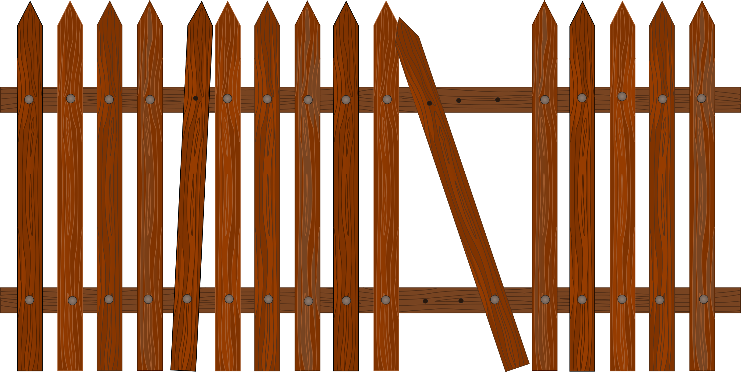Graveyard Clipart Fance - Broken Fence Png (2400x1206)