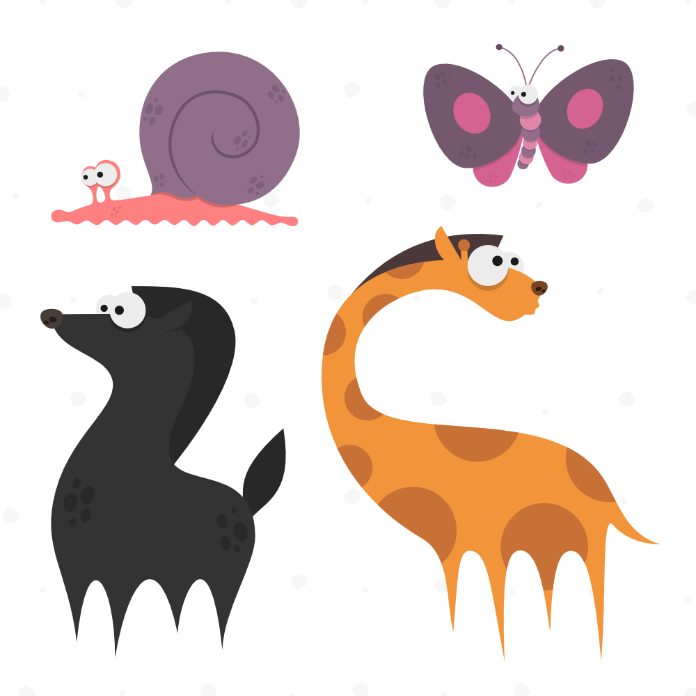 Cute Animals Vector Set - Cute Animals Png Cartoon Vector (1000x1000)