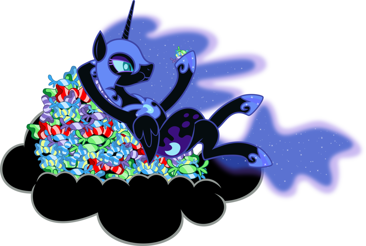 Abydos91, Candy, Cloud, Crossed Legs, Eating, Nightmare - Mlp Nightmare Moon Happy (7138x4814)