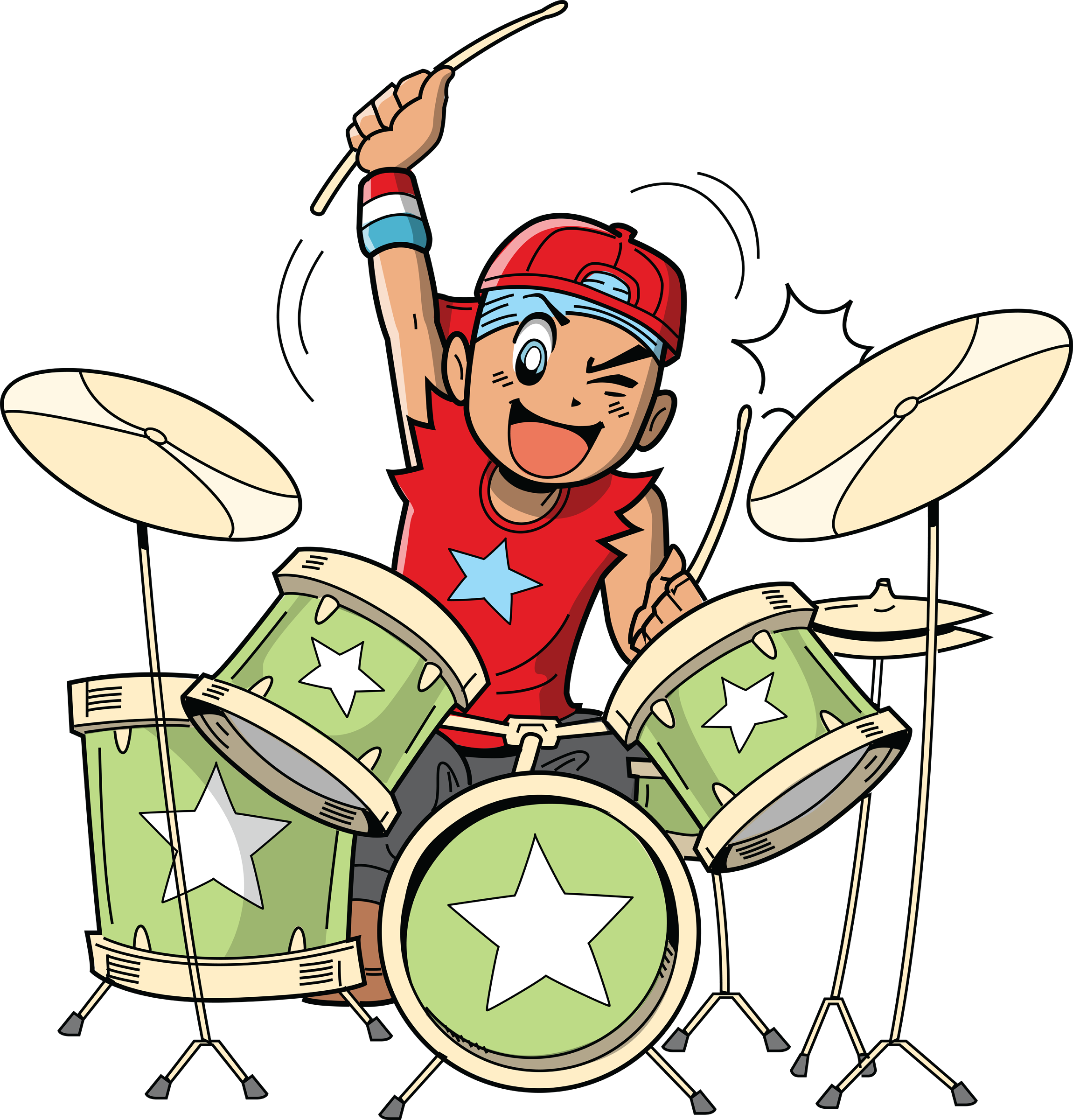 Spring Break Anime - Drummer Clipart (2300x2400)