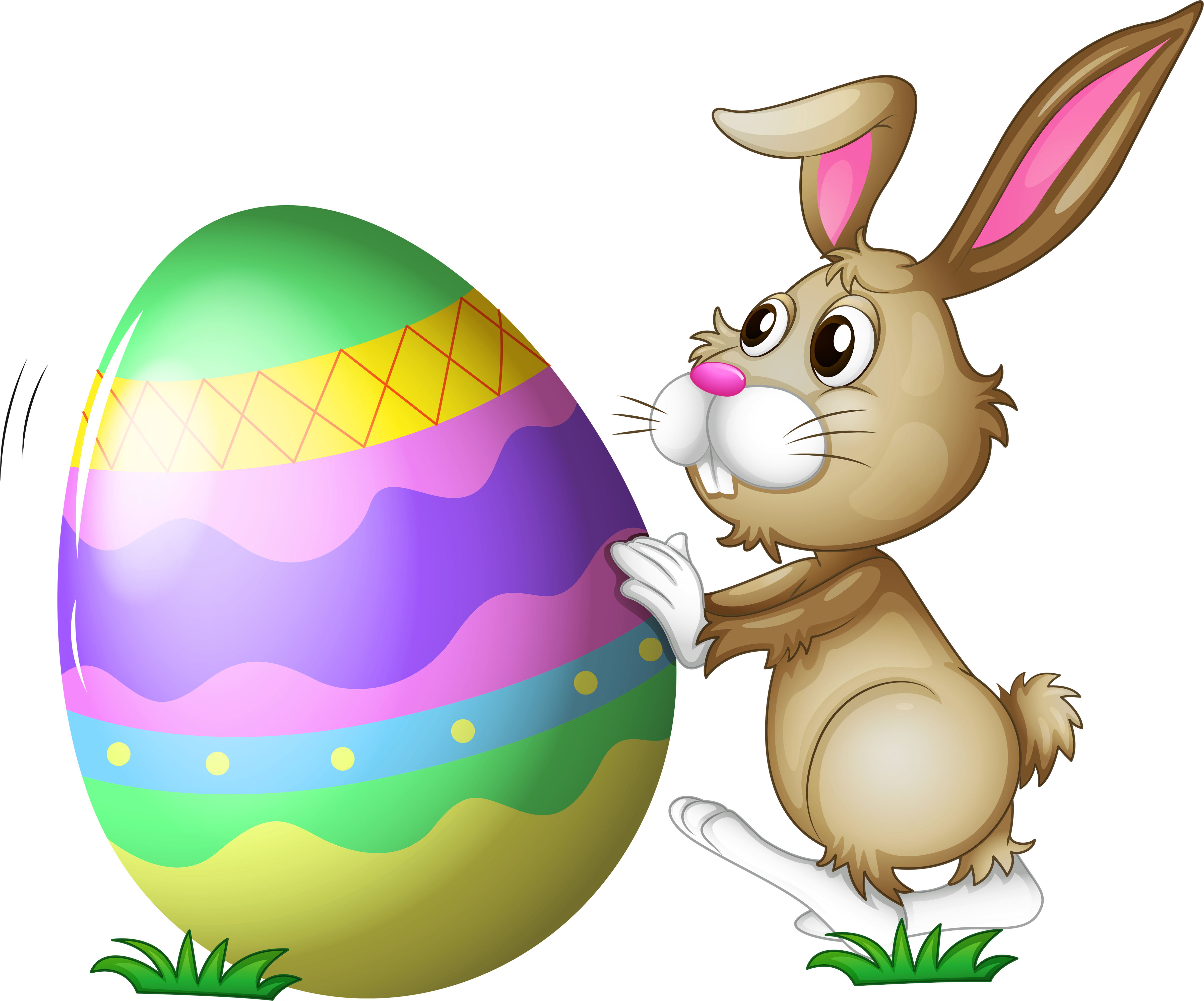 Easter Bunny With Egg Transparent Png Clipart - Easter Bunny Animated Gif (5239x4388)