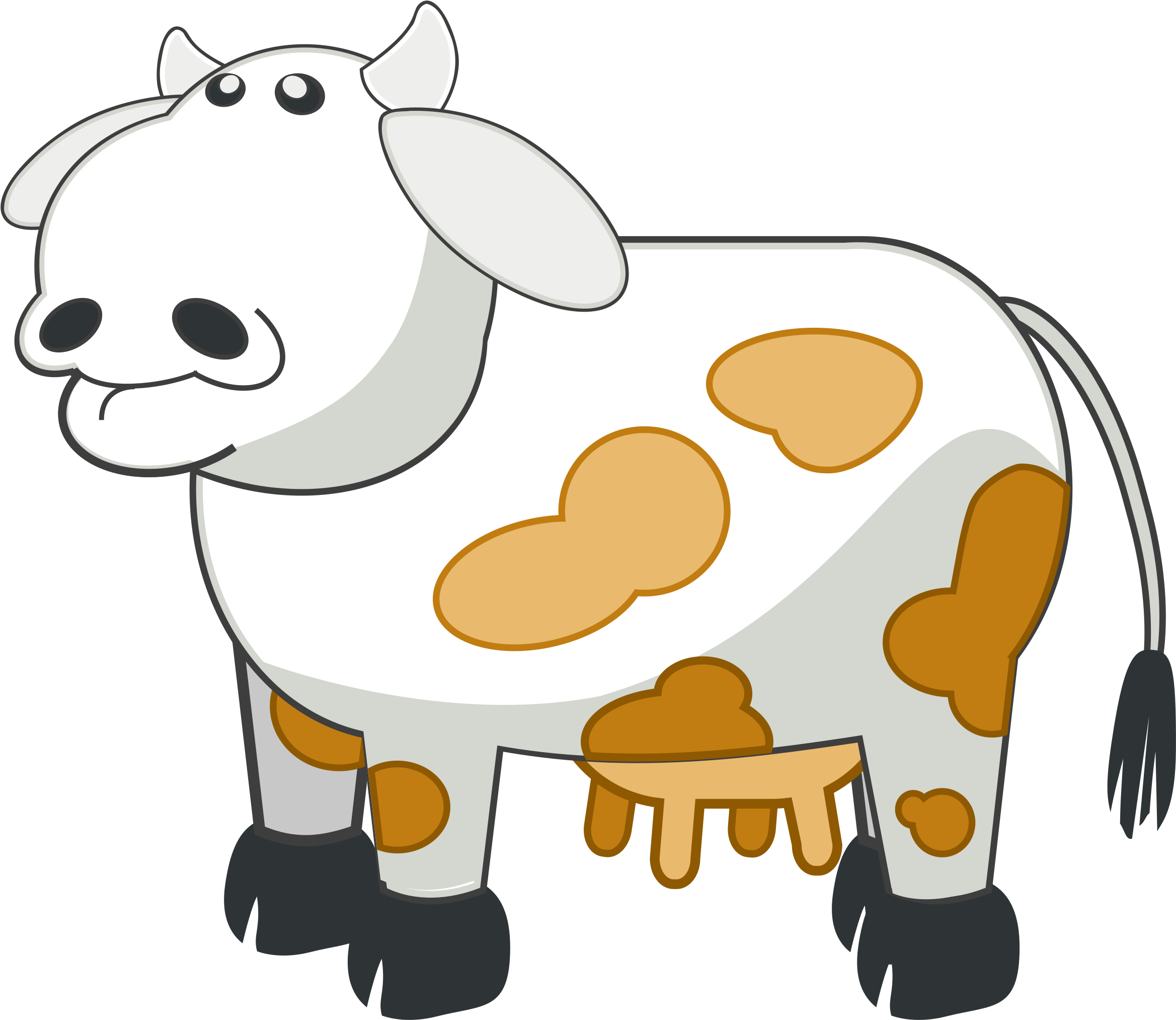 Big Image - Cow Clip Art (2400x2089)