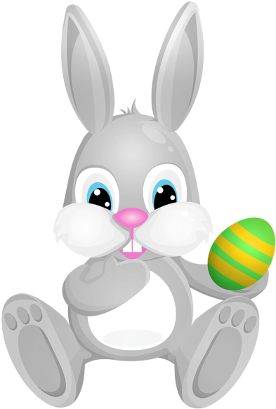 Grey Clipart Easter Bunny - Easter Rabbit Png Clipart (413x600)