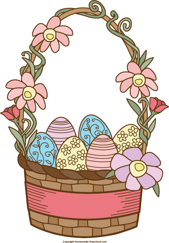 Gift Basket Easter Basket Clip Art - Free Easter Basket Clipart (562x808)
