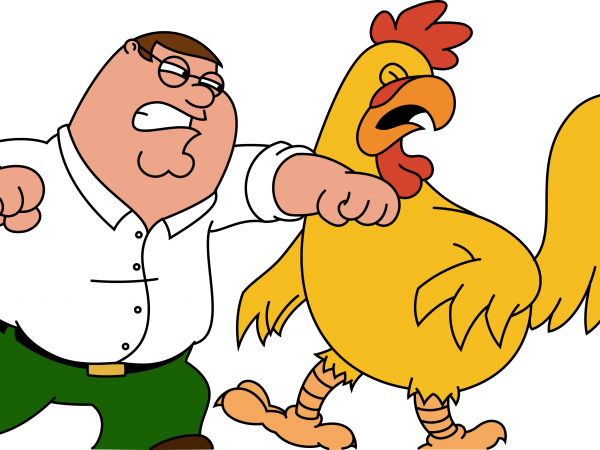 Peter, Family Guy - Peter Griffin Fighting Chicken (600x450)