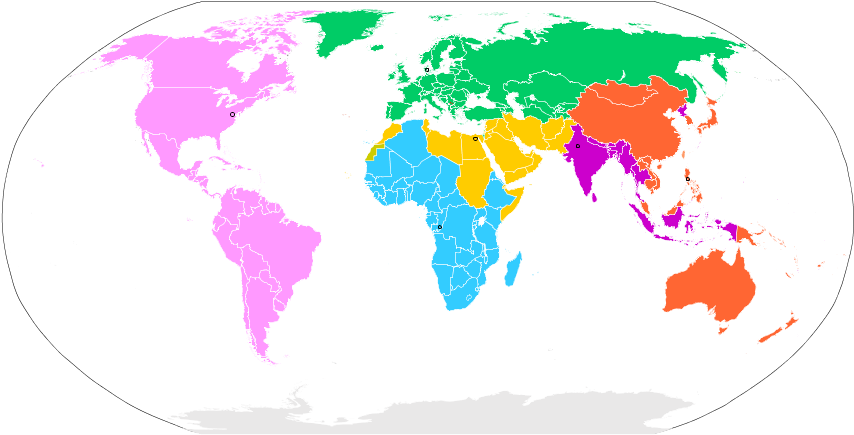 Who Regional Offices - World Map Countries Vector Black And White (939x476)