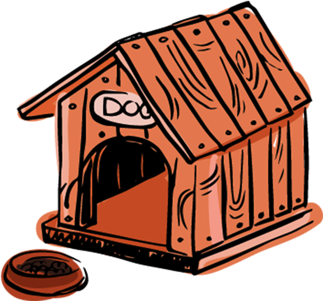 手绘小木屋狗窝 - Cartoon Dog House (768x834)