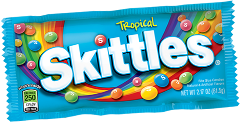 Skittles, Bite Size Tropical Candy, - Skittles Tropical Candy Single Pack, 2.17 Ounce (500x275)