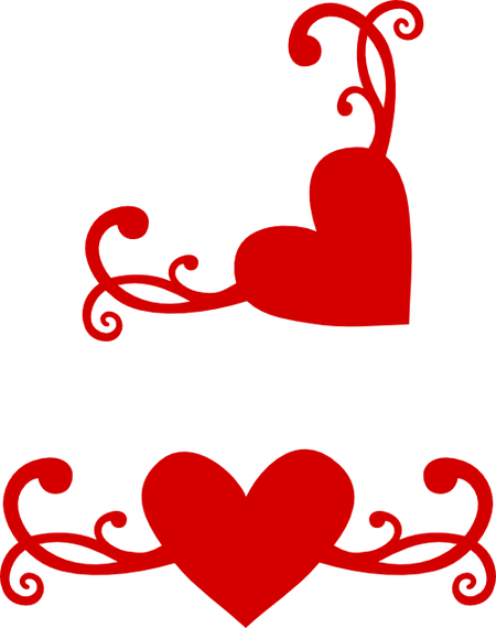 Another Flourish Heart With Matching Corner Svg Images - Heart Flourish (450x570)