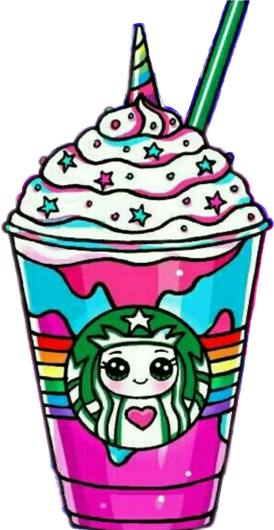Starbucks Frappe Unicornio Unicorns 😍 Arcoiris 🌈 - Draw So Cute Starbucks (1043x1752)