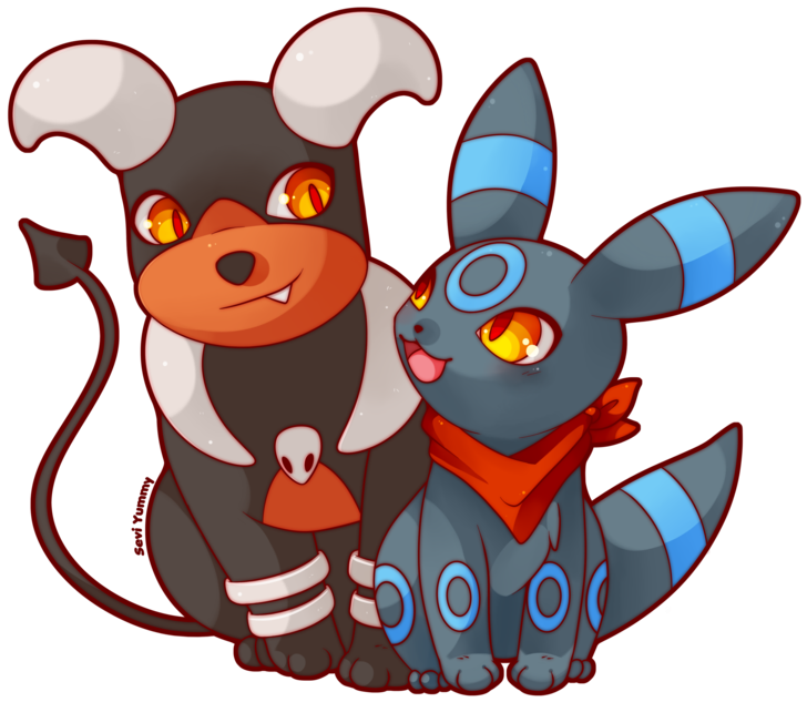 Shiny Umbreon And Houndoom By Seviyummy - Cartoon (800x800)