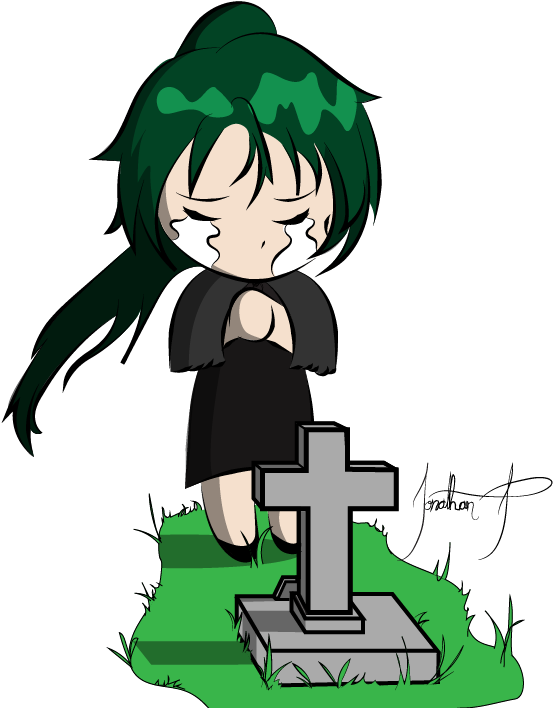 Crying Chibi Girl Crying At A Gravestone By 14jonathan - Anime Girl Crying Chibi (612x792)