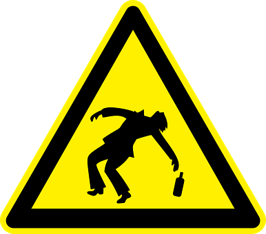 Drunken Drunk Alcohol Hazard Warning Dange - Electric Shock (386x340)